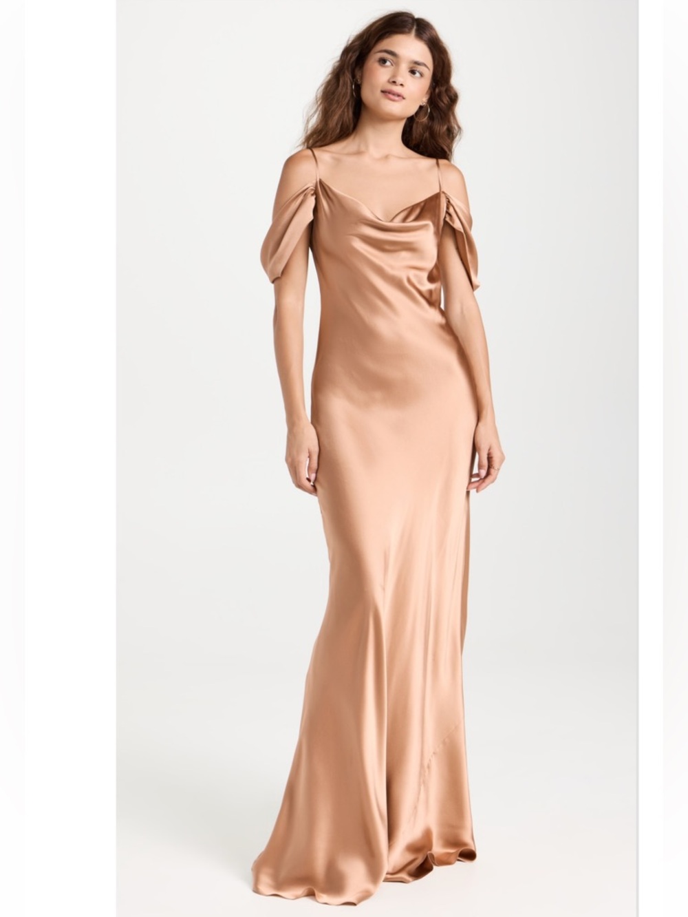 L'Agence Kenna Cowl Neck Cold Off the Shoulder 100% Silk Dress, size 4